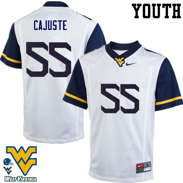 NCAA Youth Yodny Cajuste West Virginia Mountaineers White #55 Nike Stitched Football College Authentic Jersey KL23Z41FO